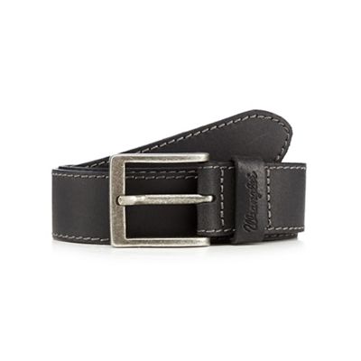 Big and tall black contrast stitched leather belt